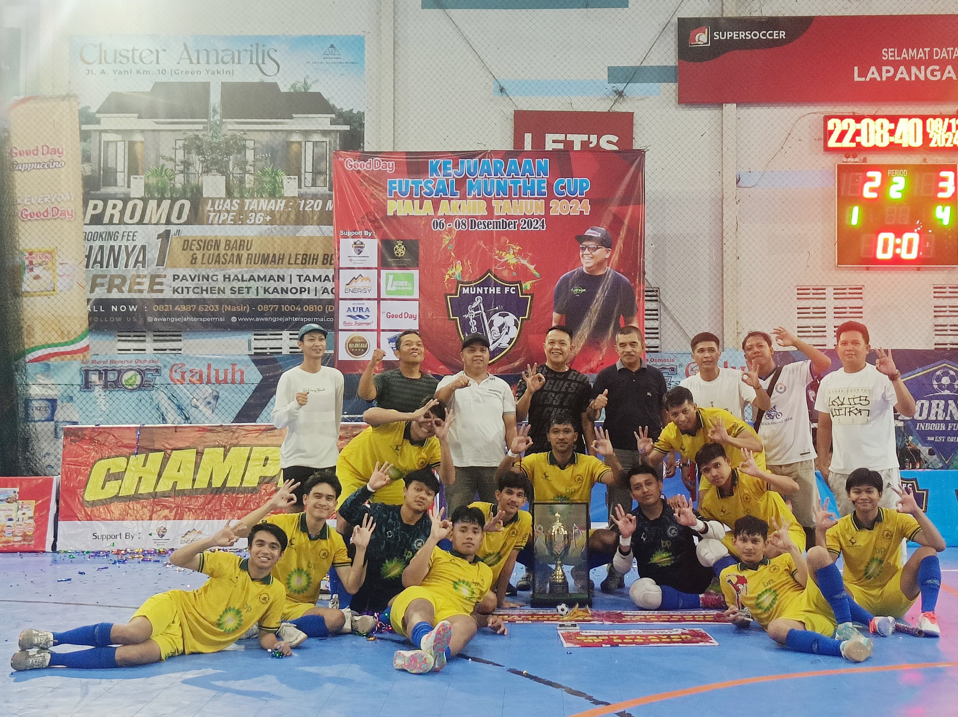 JUARA: Tim futsal asal DKI Jakarta, Sulcata FC yang berhasil menjuarai Munthe Futsal Cup 2024.(Foto: M Idris Jian Sidik)
