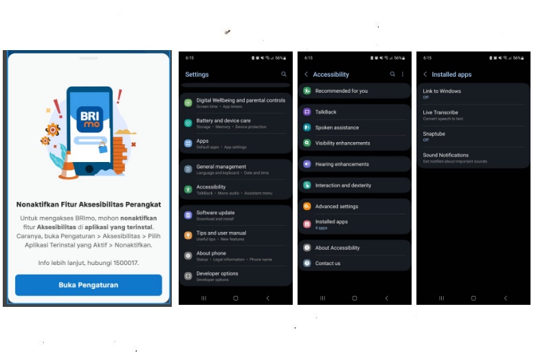 Cara nonaktifkan aksesibilitas BRImo di Samsung&nbsp;