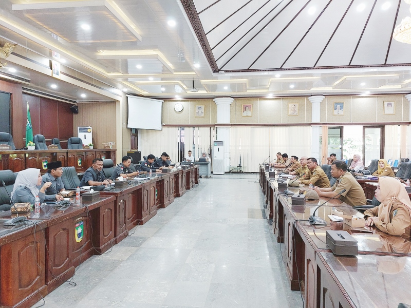 RAPAT: Ketua Komisi I DPRD Tala Yoga Pinis Suhendra saat memimpin rapat kerja bersama Dinas PMD, Senin (6/1) di ruang Paripurna DPRD setempat. (Foto: Norsalim Yahya/Radar Banjarmasin)
