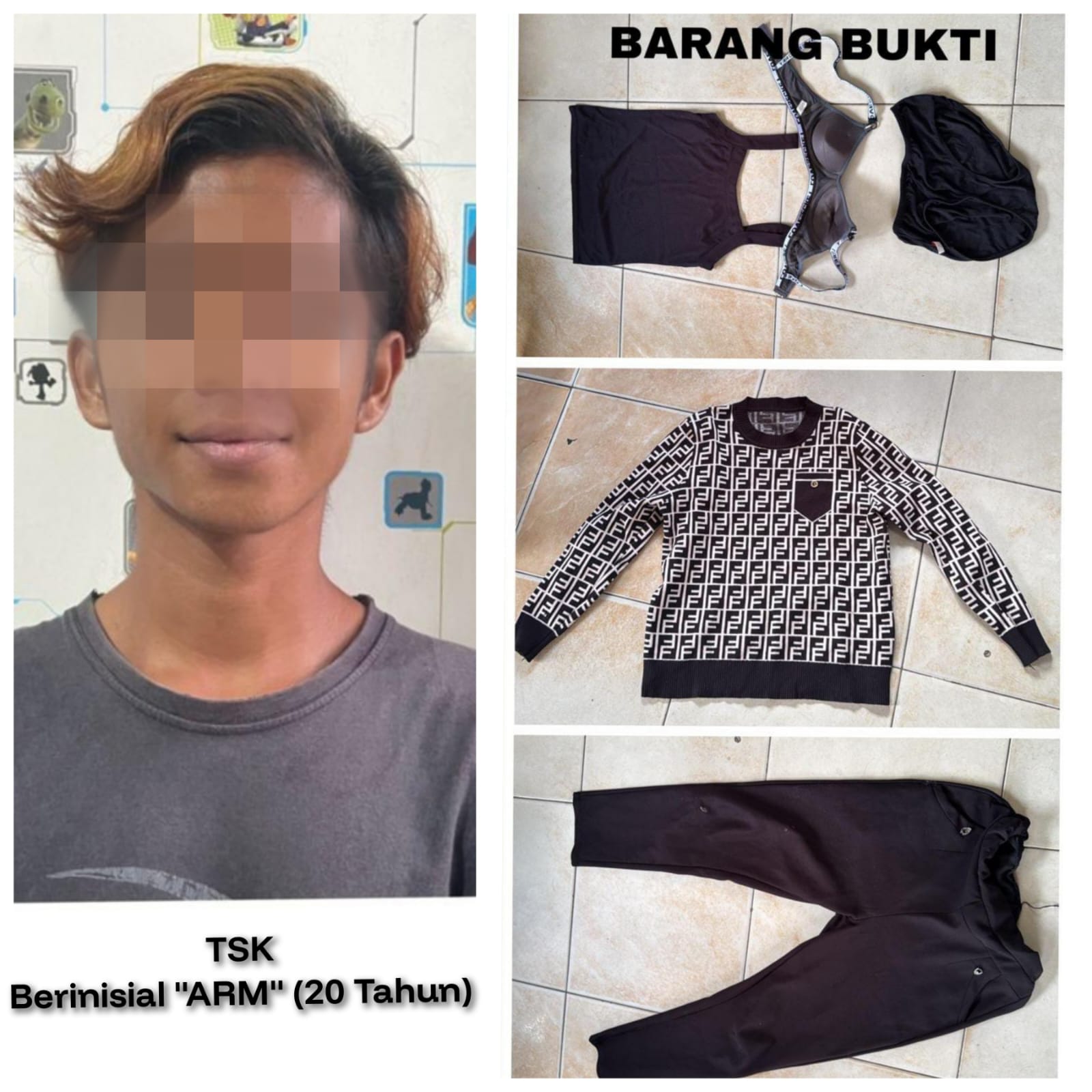 DIAMANKAN: Pelaku beserta barang bukti yang diamankan pihak kepolisian. (Humas Polres Banjarbaru untuk Radar Banjarmasin)