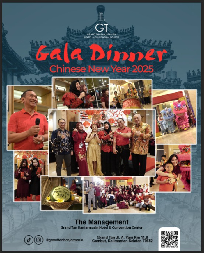 MERIAH: Grand Tan Banjarmasin menggelar Gala Dinner Chinese New Year 2025, Selasa (28/1/2025).(foto: Grand Tan Banjarmasin untuk Radar Banjarmasin)