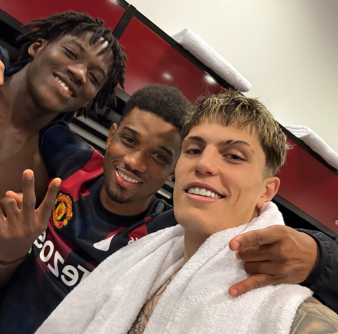 RILEKS: usai menang 0-2 kala bertandang ke markas FCSB, Ruben Amorim mengatakan ruang ganti jadi lebih rileks.(Instagram/garnacho7)
