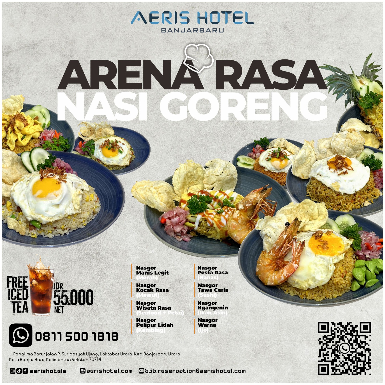 BERANEKA RAGAM:Aeris Hotel Banjarbaru menyediakan delapan jenis nasi goreng dengan rasa yang berbeda-beda.