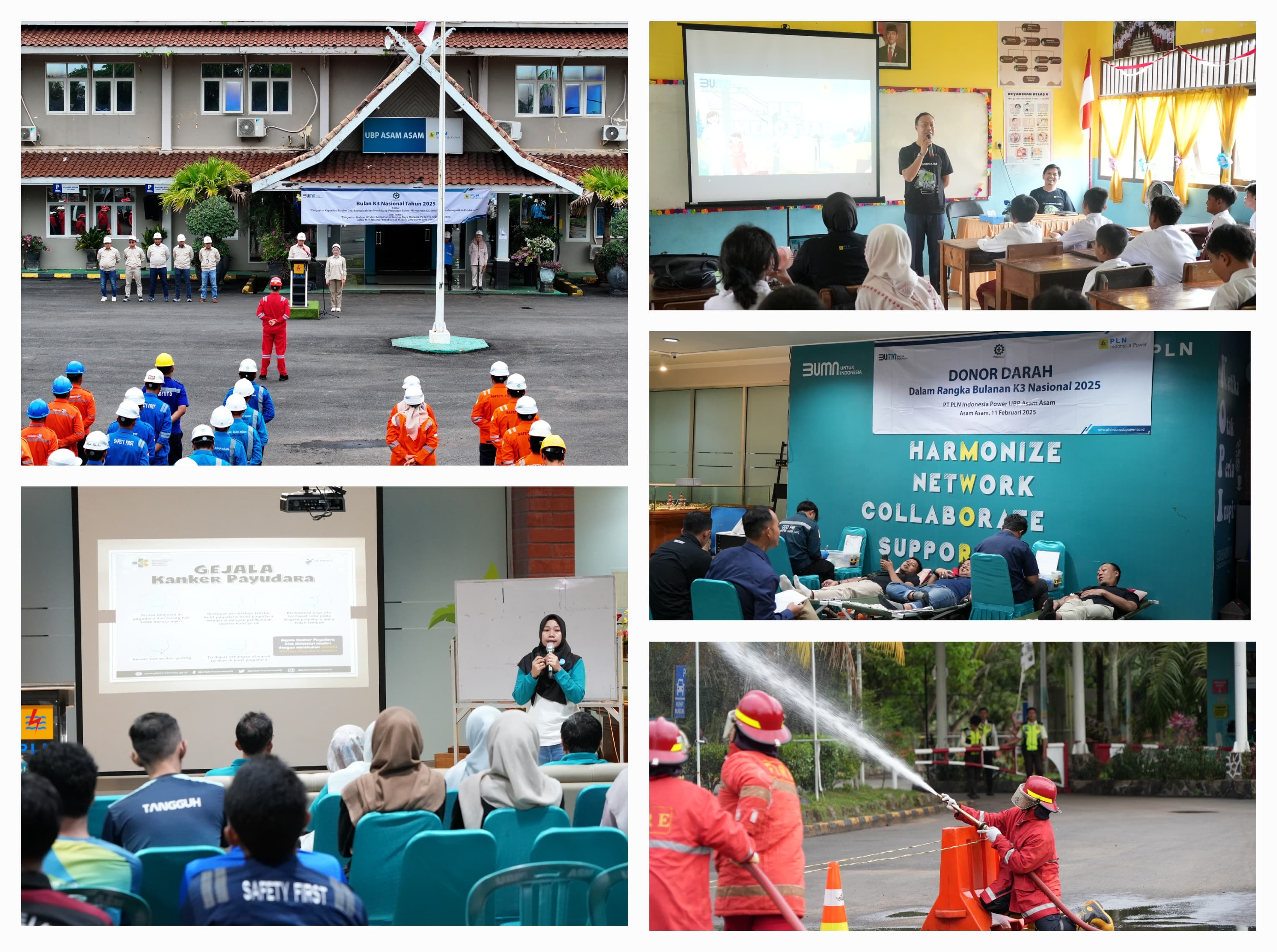 MERIAH:Kolase kegiatan Bulan K3 Nasional 2025 oleh PT PLN UBP Asam-Asam.(Foto:PLN UBP Asam-Asam untuk Radar Banjarmasin)