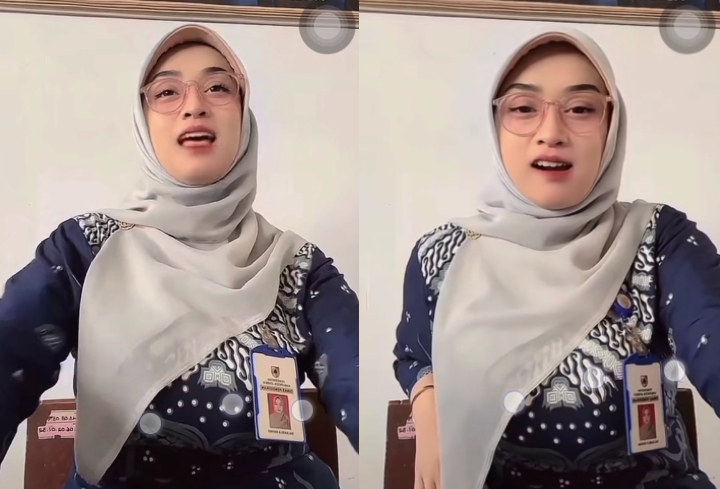 Kolase foto tangkapan layar akun TikTok @salsa.anindya.guru.viral