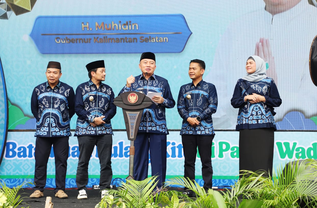 SAMBUTAN:Gubernur Kalsel H Muhidin menyatakan Pasar Wadai Ramadan 1446 Hijriah menjadi momen membangkitkan UMKM di Kalsel.