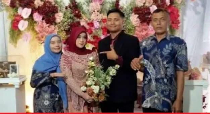 SAH:Bu Guru Salsa atau Salsabila Rahma usai melangsungkan akad nikah dengan Muhammad Luqmanul Hakim.(foto:Netizen)