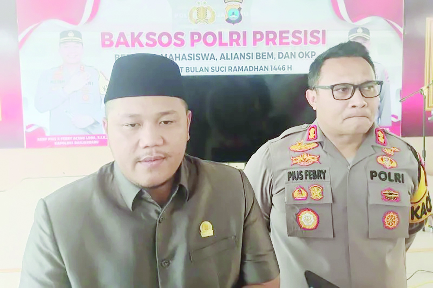 APRESIASI: Ketua DPRD Banjarbaru Gusti Rizky Sukma Iskandar Putera usai menghadiri acara Bansos Polres Banjarbaru. (Foto: Rizal untuk Radar Banjarmasin)