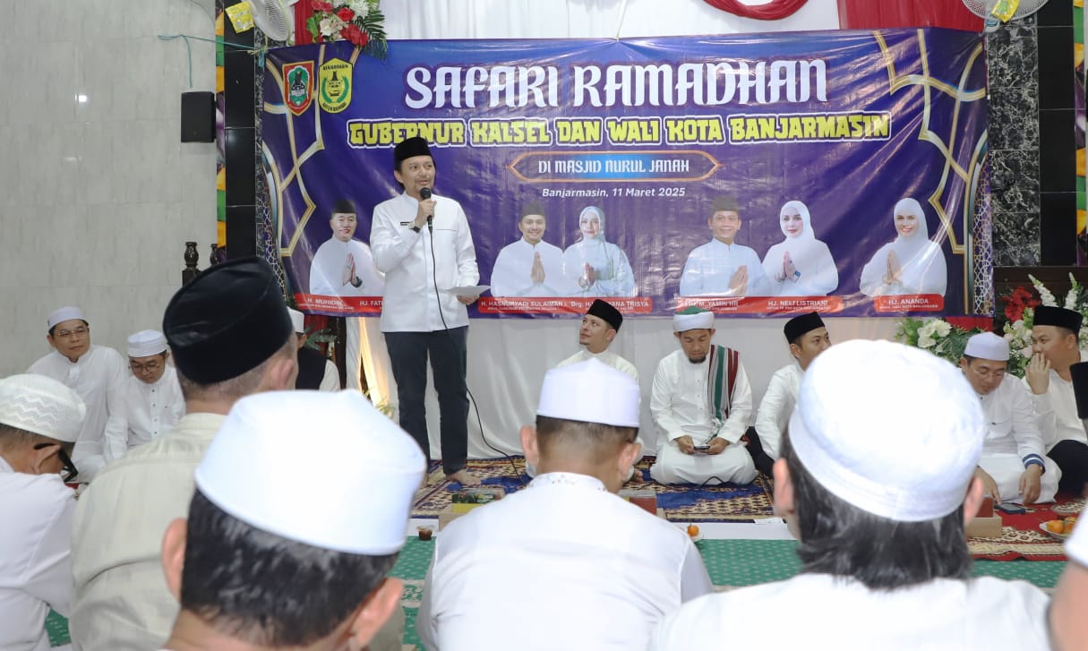 SAMBUTAN:Wakil Gubernur Kalsel, HSnuryadi Sulaiman Safari Ramadan di Masjid Nurul Jannah, Pemurus Dalam, Banjarmasin, Selasa (11/3/2025).(Foto:Yusnadian Noor)
