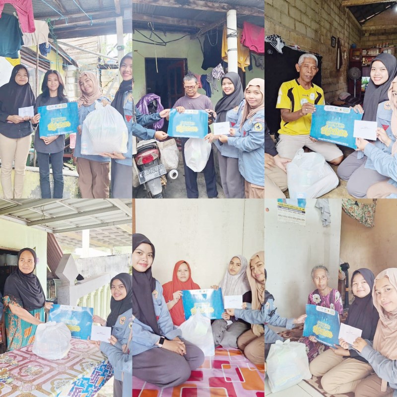 SEMUA TERSENYUM: Kolase foto penyaluran 50 paket Senyum Lebaran.