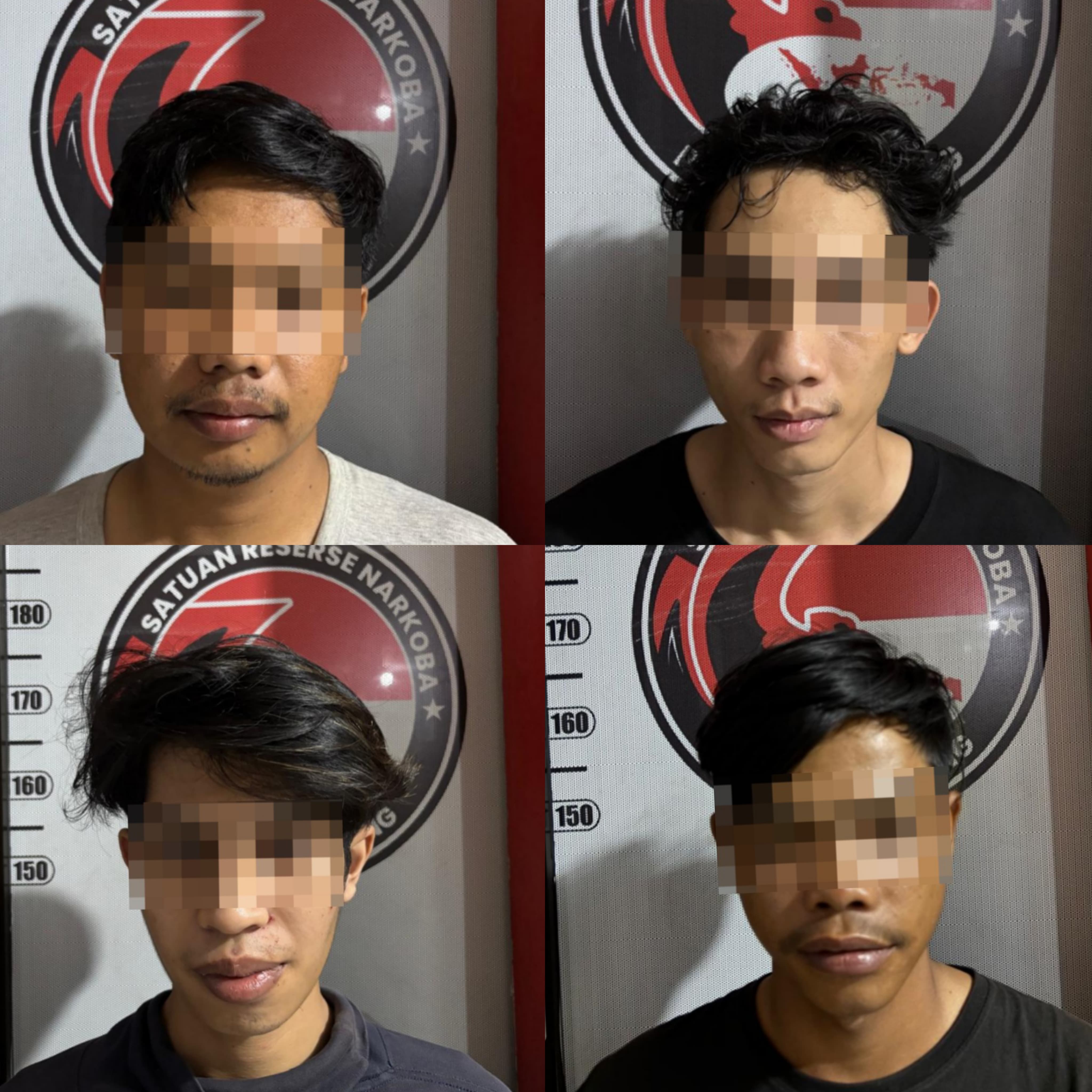 EMPAT SEKAWAN: SAH, HAR, SUL dan MR diduga menjadi pelaku pengedar sabu di Tabalong.