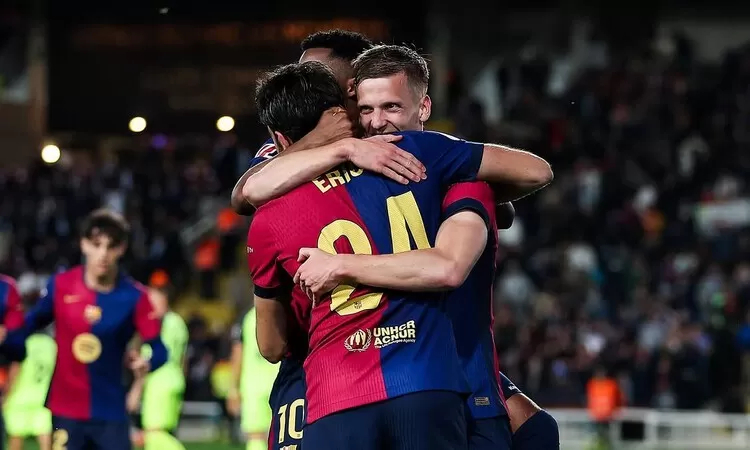 MENANG: Barcelona menang atas Mallorca pada pekan ke-33 LaLiga di Companys Olympic Stadium, Rabu (23/4). (Instagram @fcbarcelona)