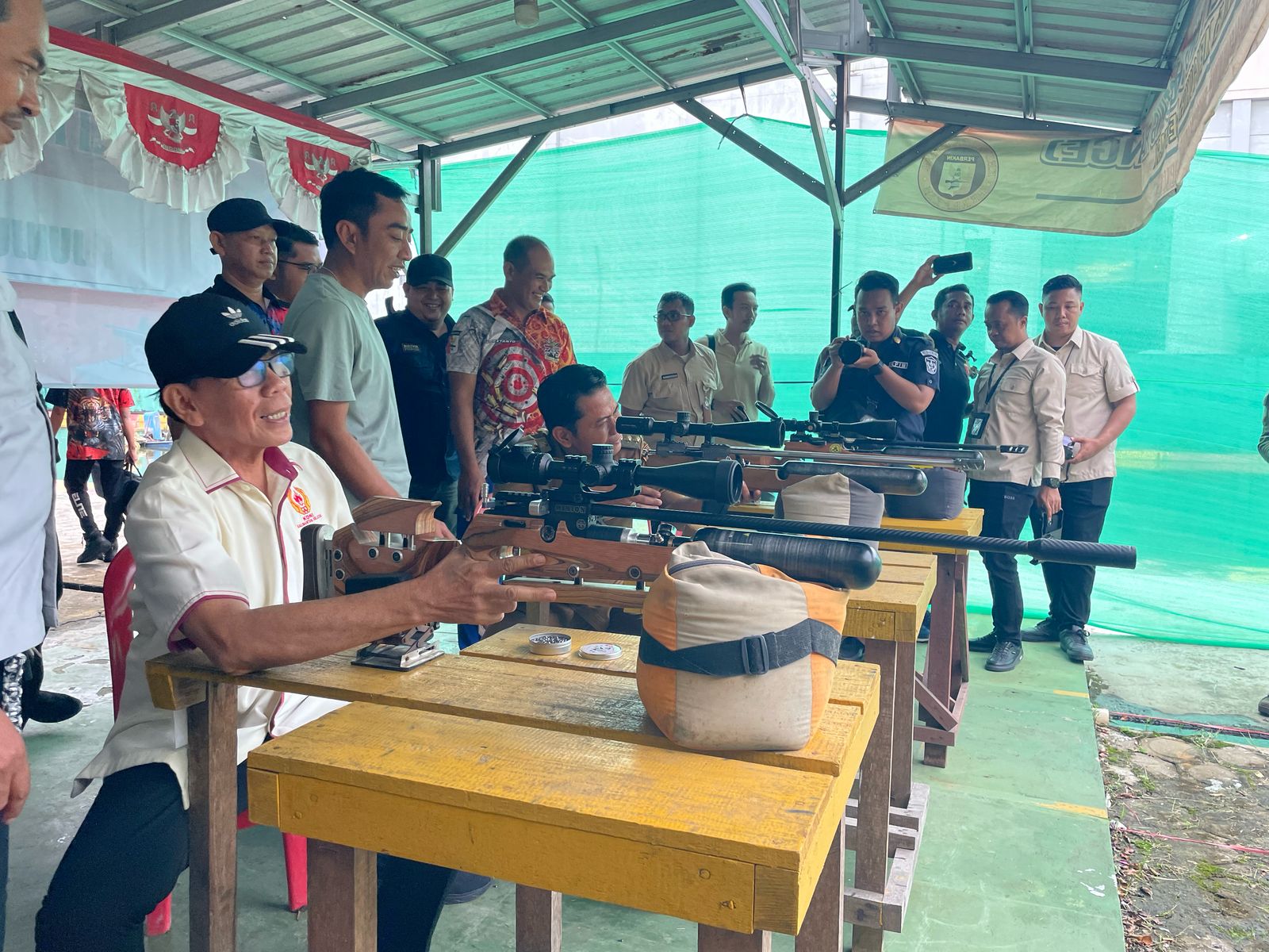PERTANDINGAN: Suasana pertandingan Kejurprov Menembak Kalsel 2025 di Lapangan Tembak BSR, Banjarmasin.(M Idris Jian Sidik)