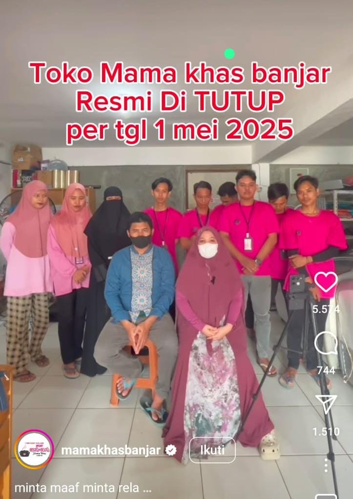Toko produk UMKM Mama Khas Banjar tutup per 1 Mei 2025.(foto:SC IG Mama Khas Banjar)