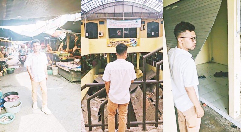 BERKUNJUNG: Pemerhati Kebijakan Publik Kota HSU Junaidi mengunjungi Pasar Induk Amuntai. (Foto: Dokumentasi Sumber)