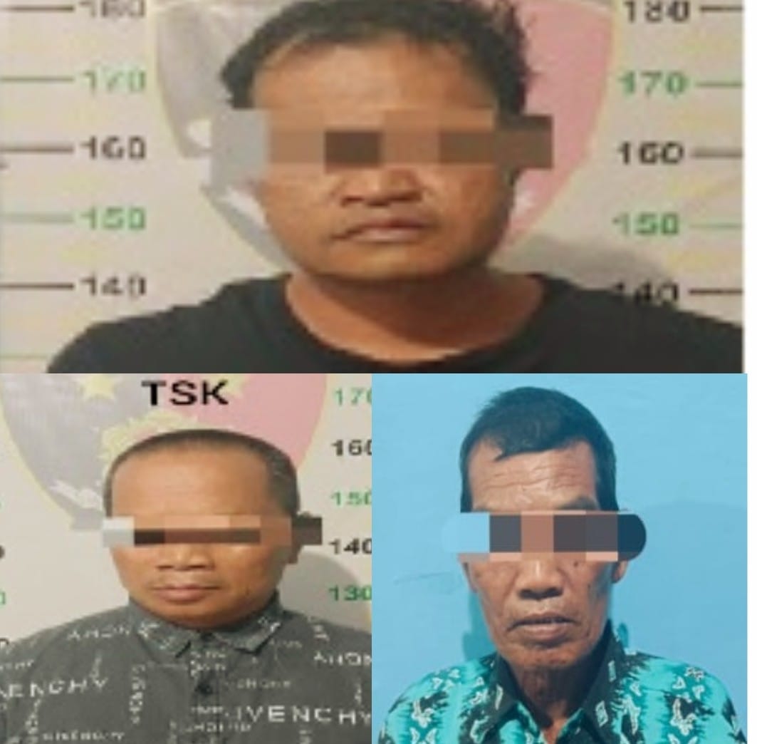 PERJUDIAN: Dari atas SG (36) kiri bawa S alias Incus (36) dan W (64) warga Kecamatan Sungai Tabukan, Kabupaten HSU, diamankan dalam kasus perjudian jenis togel. (Foto: M.Akbar Radar Banjarmasin)