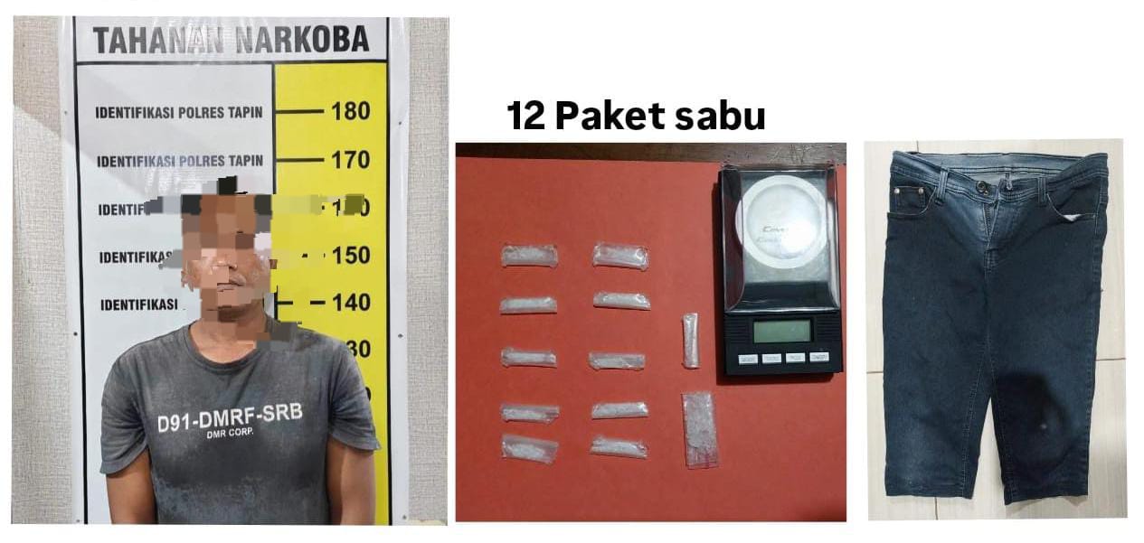 BERSAMA BARBUK: Pelaku yang diamankan Sat Narkoba Polres Tapin di Kompleks Griya Lokpaikat Asri. (Foto: Humas Polres Tapin)