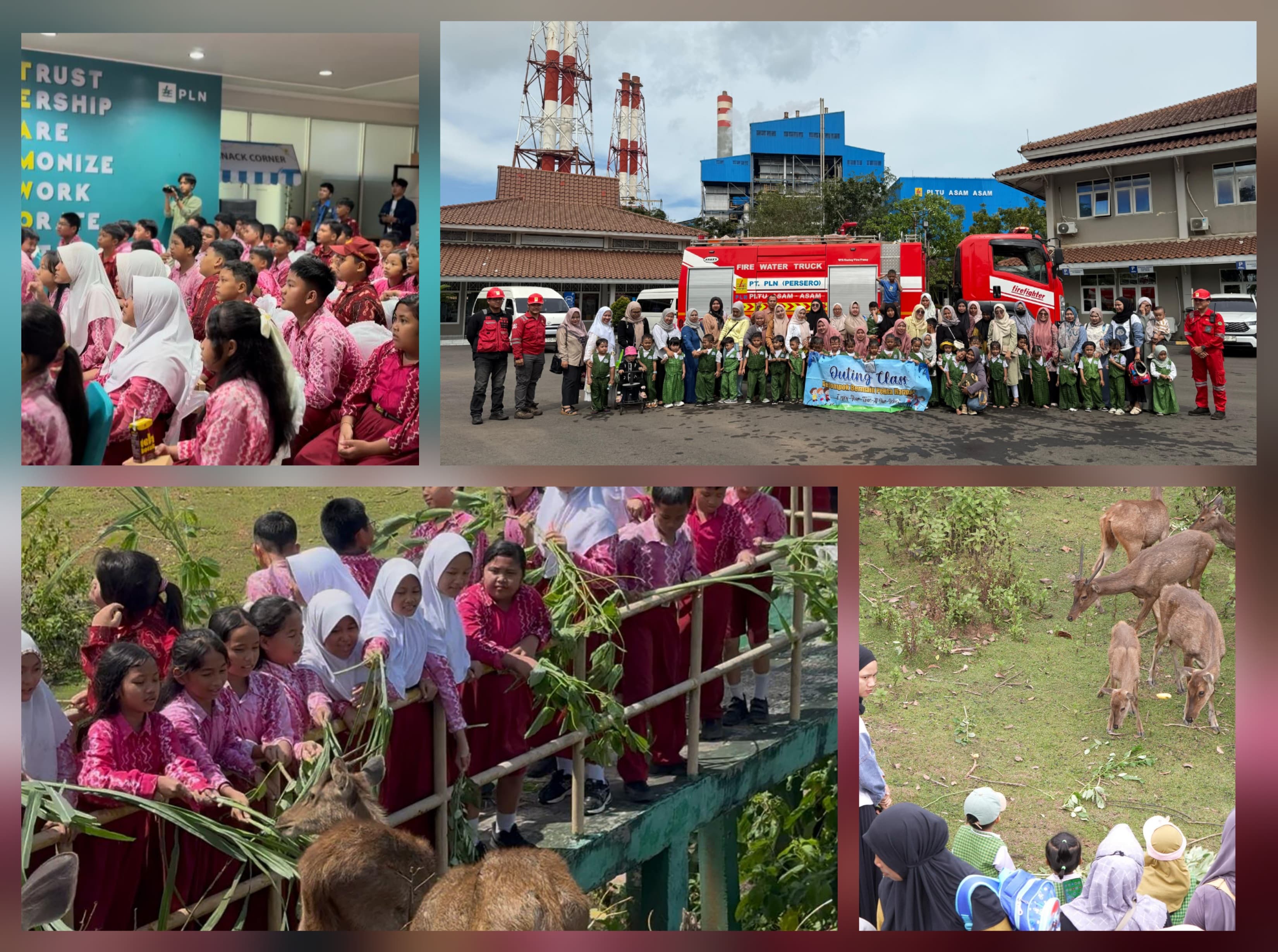 EDUKASI:Kolase kegiatan kunjungan SD Tunas Cahaya dan KB Pelita Harapan ke PLTU Asam-Asam pada Selasa (6/5/2025).(Foto:PLN UBP Asam-Asam untuk Radar Banjarmasin)