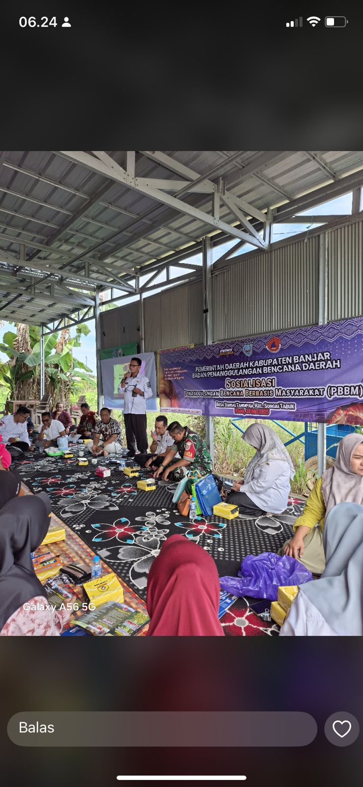 SAMBUTAN: Plt Kepala Pelaksana BPBD Kabupaten Banjar, Yayan Daryanto S.Hut menyampaikan pentingnya kesiapsiagaan masyarakat menghadapi bencana.