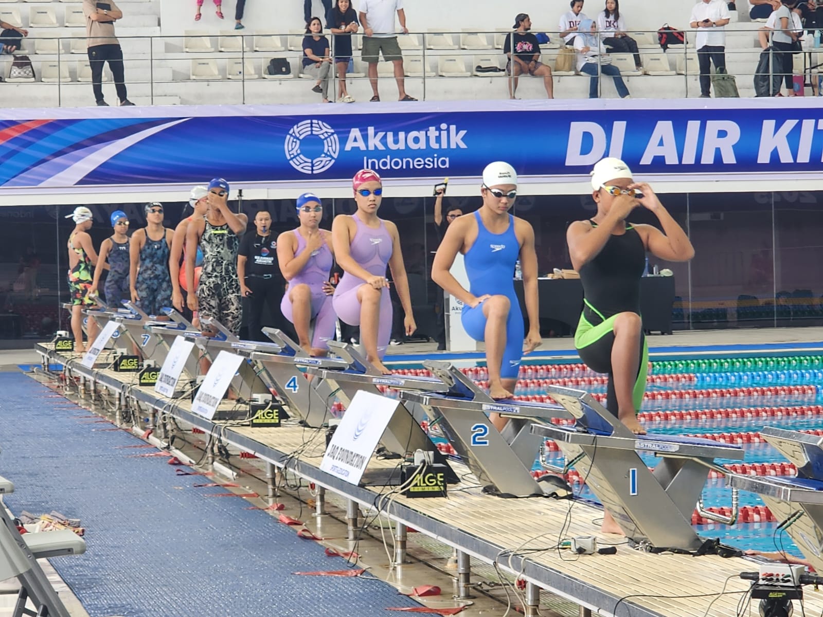 KEJURNAS: Aksi Mega Ashri Muharrom Puteri saat berlaga di nomor 100 meter gaya kupu-kupu dalam Kejurnas Akuatik 2025 di Jakarta.