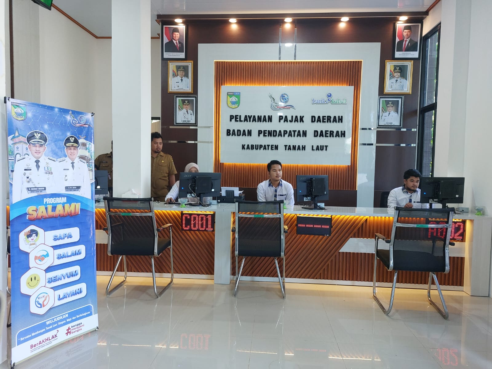 NYAMAN: Inilah penampakan ruangan layanan perpajakan di Bapenda Tala yang pindah ke gedung baru di Jalan Hadji Boejasin Pelaihari.