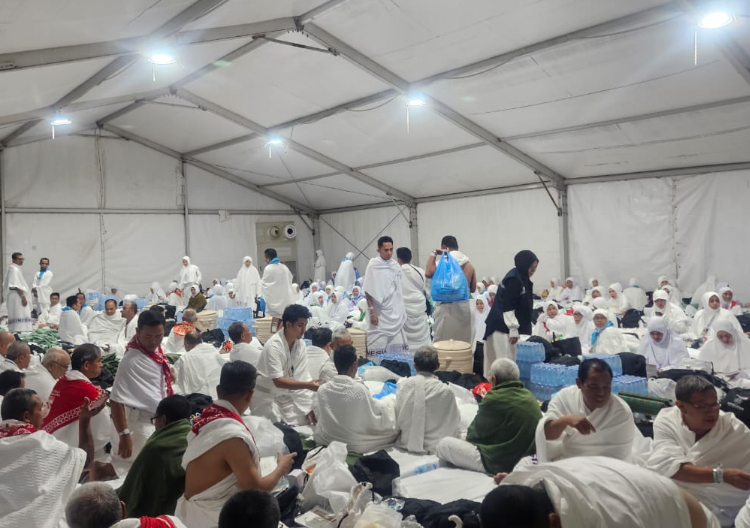 Suasana jemaah haji Embarkasi Banjarmasin di Tanah Suci. (Humas Kanwil Kemenag Kalsel untuk Radar Banjarmasin)