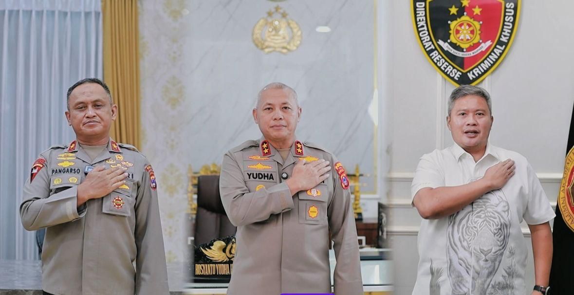 PRESISI:Kapolda Kalsel, Irjen Pol Rosyanto Yudha Hermawan (tengah) menuturkan Polda Kalsel menggelar Banua Bhayangkara Run 2025, Sabtu (21/6/2025) di Banjarbaru.(Foto:M Oscar Fraby/Radar Banjarmasin)