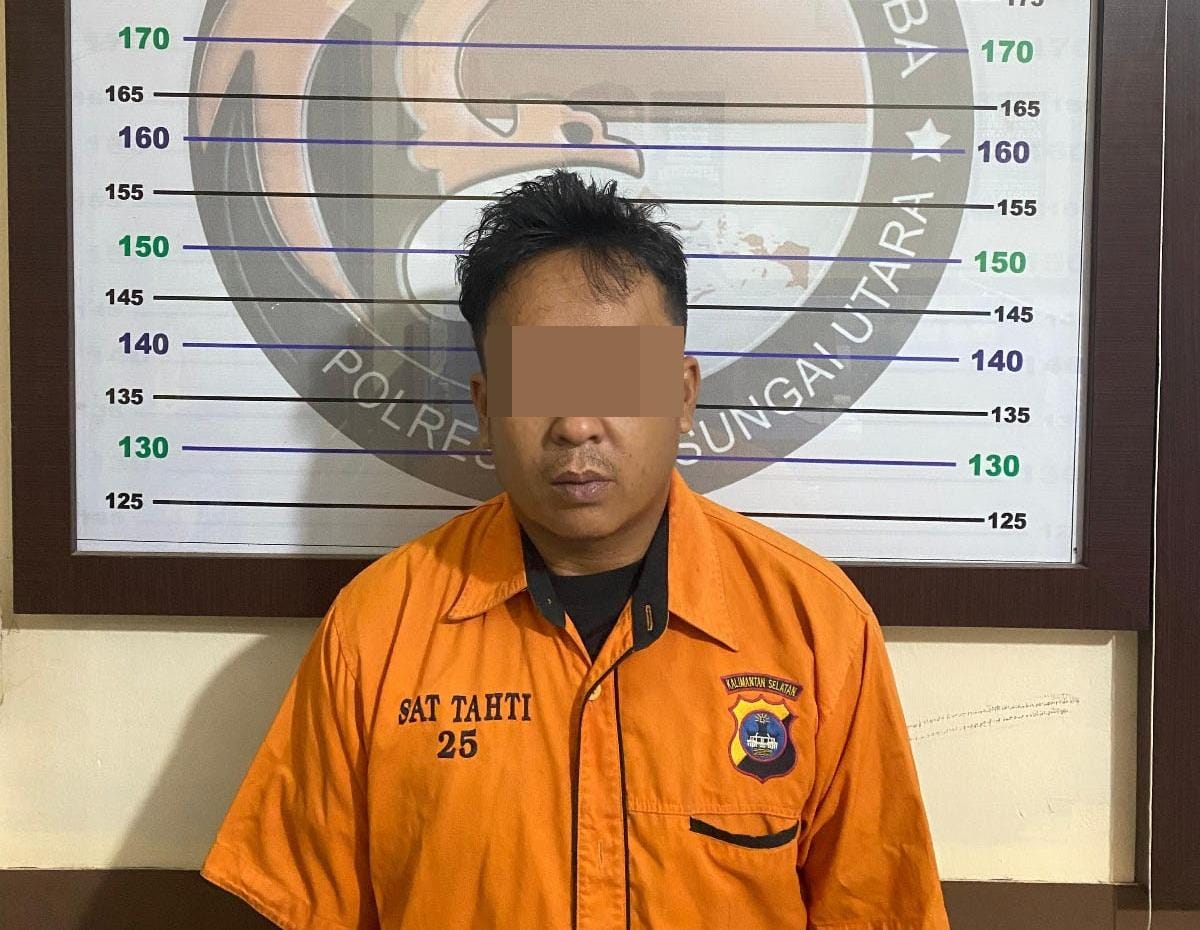 NARKOTIKA: Ramdani (45) warga Kabupaten Tabalong ditangkap Tim Satres Narkoba Polres HSU atas kepemilikan paket sabu.