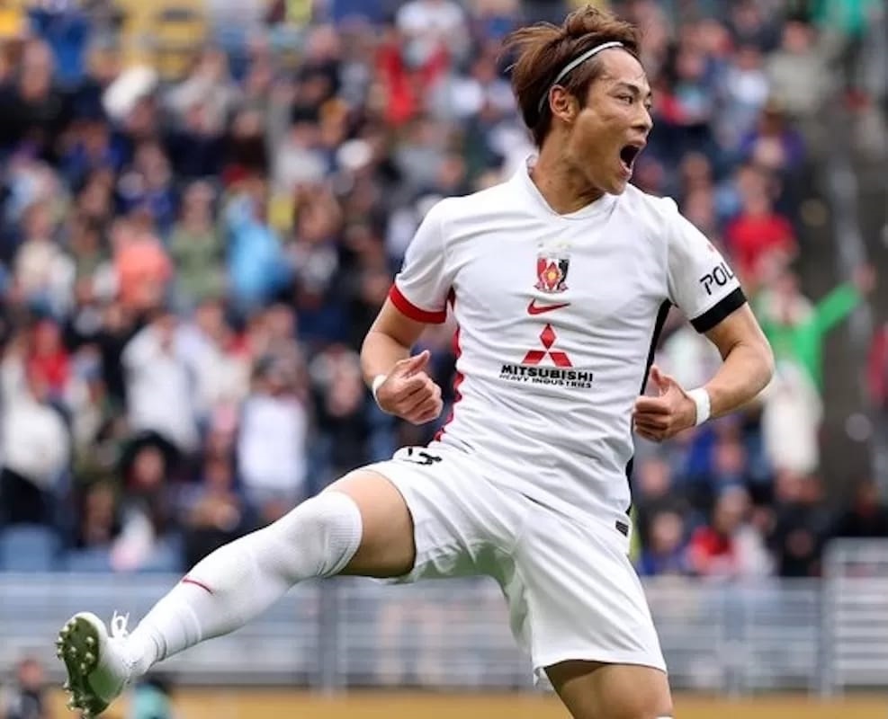 CETAK GOL: Pemain Urawa Red Diamonds, Ryoma Watanabe merayakan gol ke gawang Inter Milan (22/6). (Istimewa)