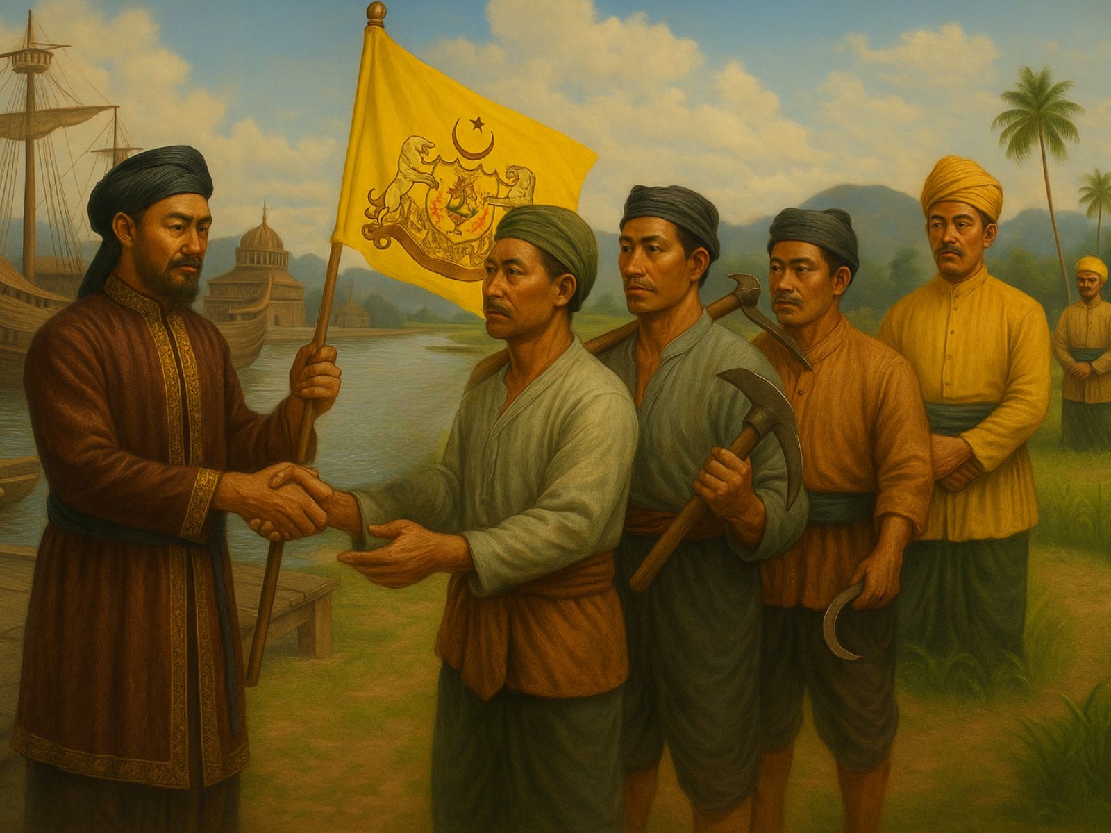 MENGUTUS: Ilustrasi Kesultanan Banjar yang mengutus para ahli pertanian ke Kesultanan Serdang pada tahun 1900-an.