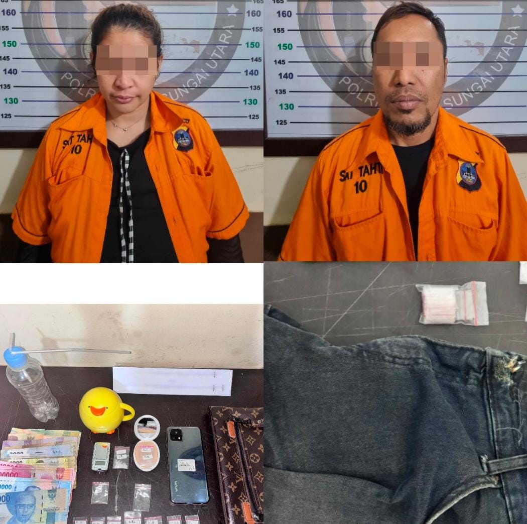 KASUS: Wiwin dan Wawan pemain sabu di wilayah Kecamatan Amuntai Selatan, ditangkap anggota Satres Narkoba Polres HSU. (Foto: M.Akbar/Radar Banjarmasin)