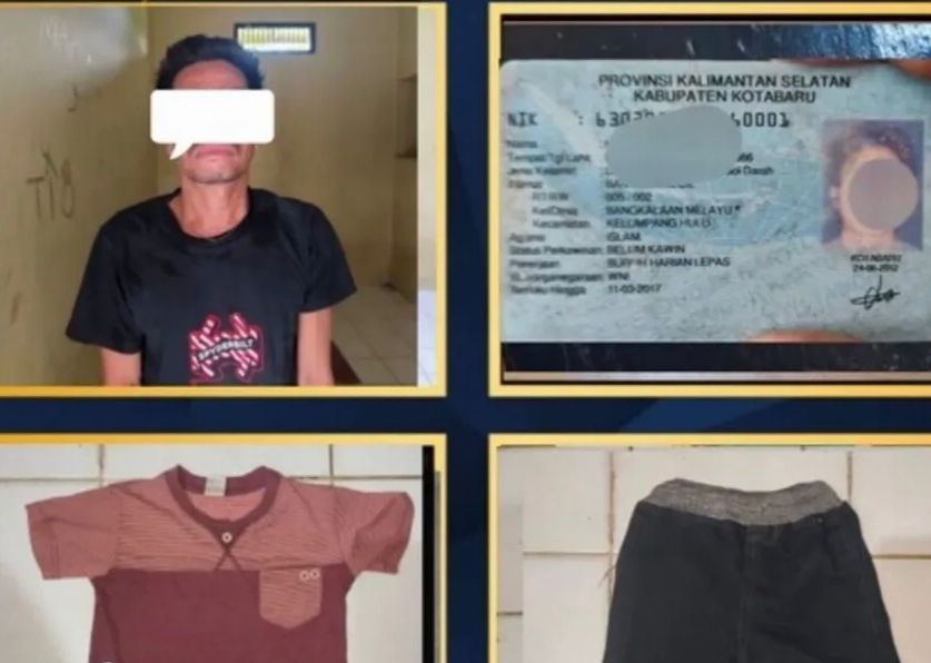 BIADAB: Pelaku dengan inisial ASS, berusia 39 tahun dan barang bukti yang diamankan aparat kepolisian.(Foto: Humas Polres Kotabaru)