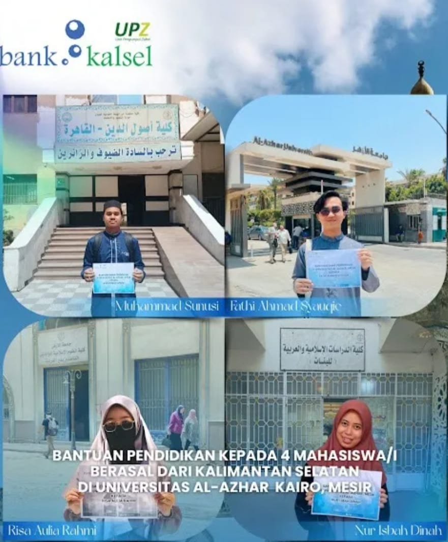 PENDIDIKAN:Bank Kalsel melalui UPZ membantu mahasiswa Kalsel dari kalangan kurang mampu untuk melanjutkan pendidikannya di Universitas Al Azhar Kairo, Mesir.