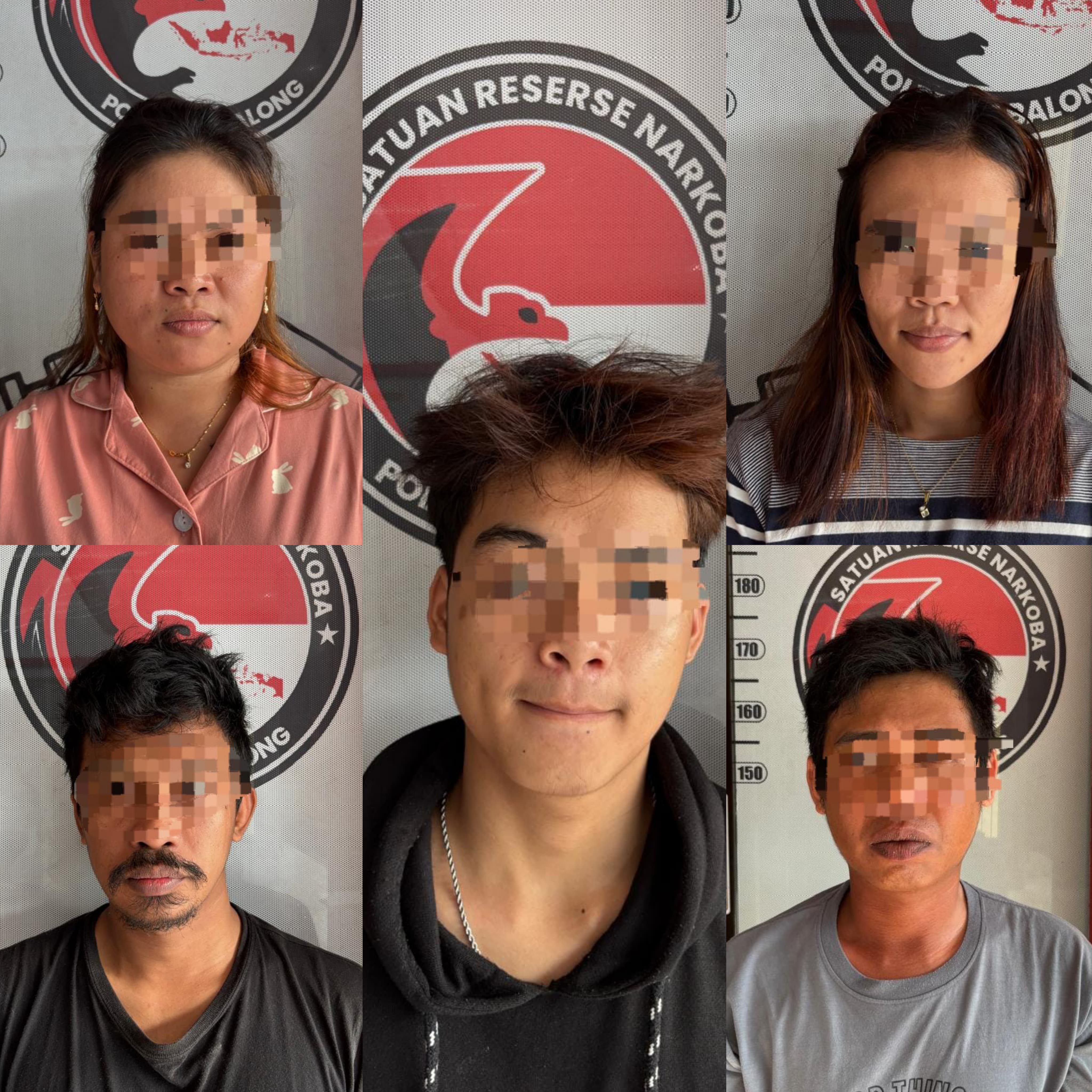 LIMA TERSANGKA: TM, MR, WA, TM dan MRM diduga pelaku peredaran narkoba di Tabalong.