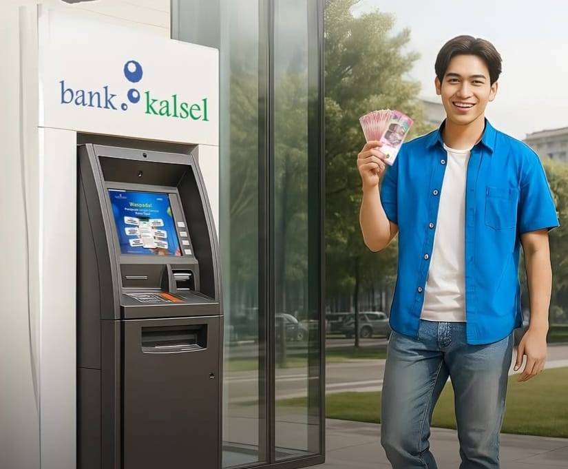 PRAKTIS:Kini nasabah Bank Kalsel makin mudah dan praktis setor maupun tarik tunai dengan CRM.(Foto:Bank Kalsel)