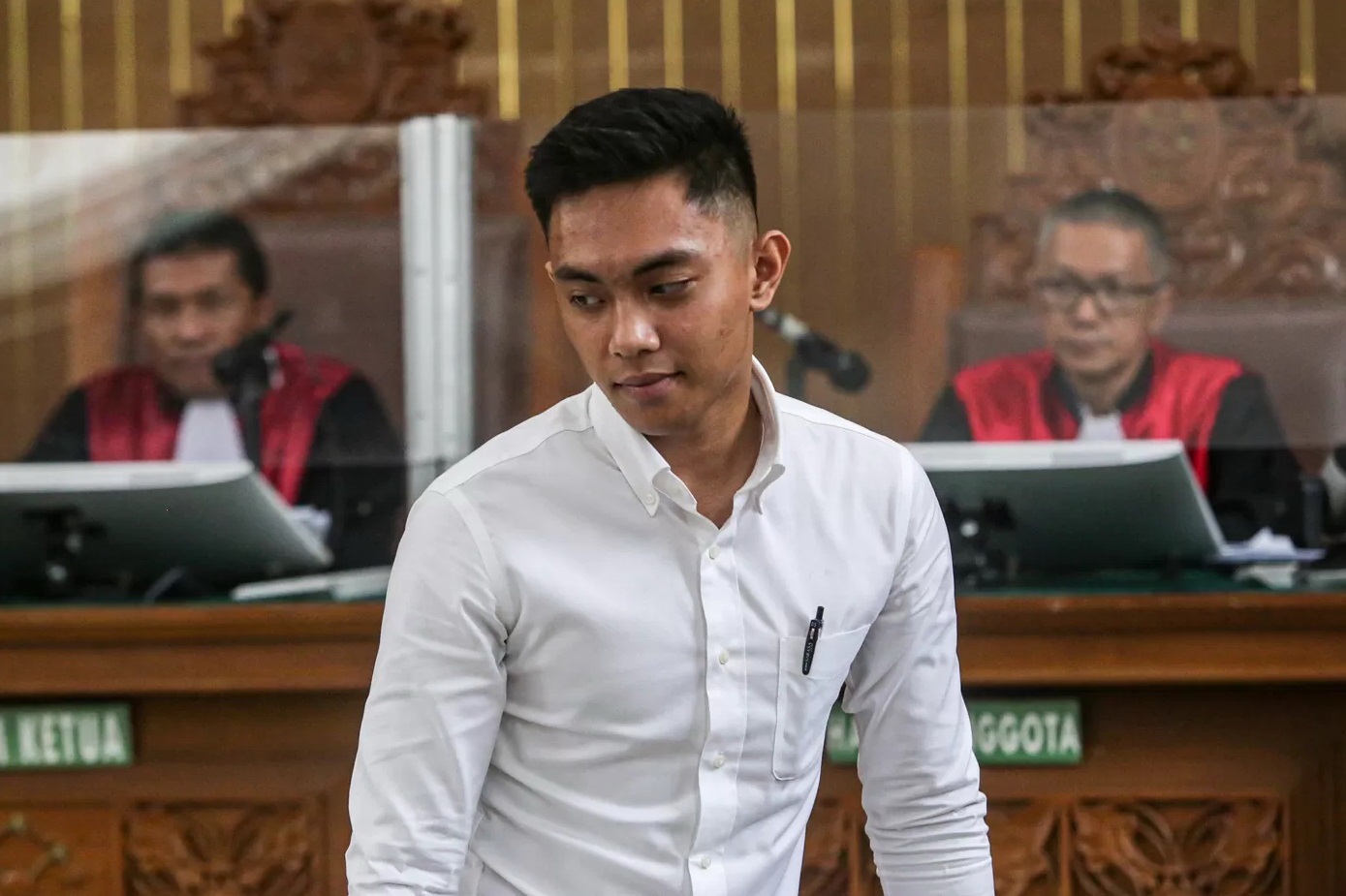 TERPIDANA: Pelaku penganiayaan terhadap David Ozora, Mario Dandy Satriyo saat menjalani sidang putusan di Pengadilan Negeri Jakarta Selatan, Jakarta, Juli 2023.