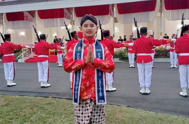 BANGGA: Muhammad Rasydan Zunnurain Risyand saat jadi among tamu pada peringatan HUT ke-80 Republik Indonesia di Yogyakarta.