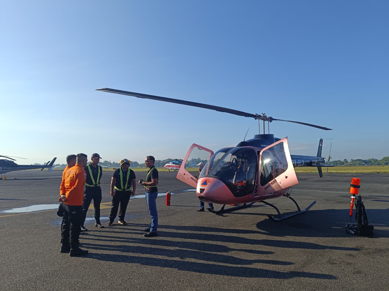 PROSES: pencarian helikopter milik Eastindo Air tipe BK117-D3 yang hilang kontak di wilayah Kabupaten Tanah Bumbu, Kalimantan Selatan, kembali dilanjutkan pada hari kedua, Selasa (2/9/2025).