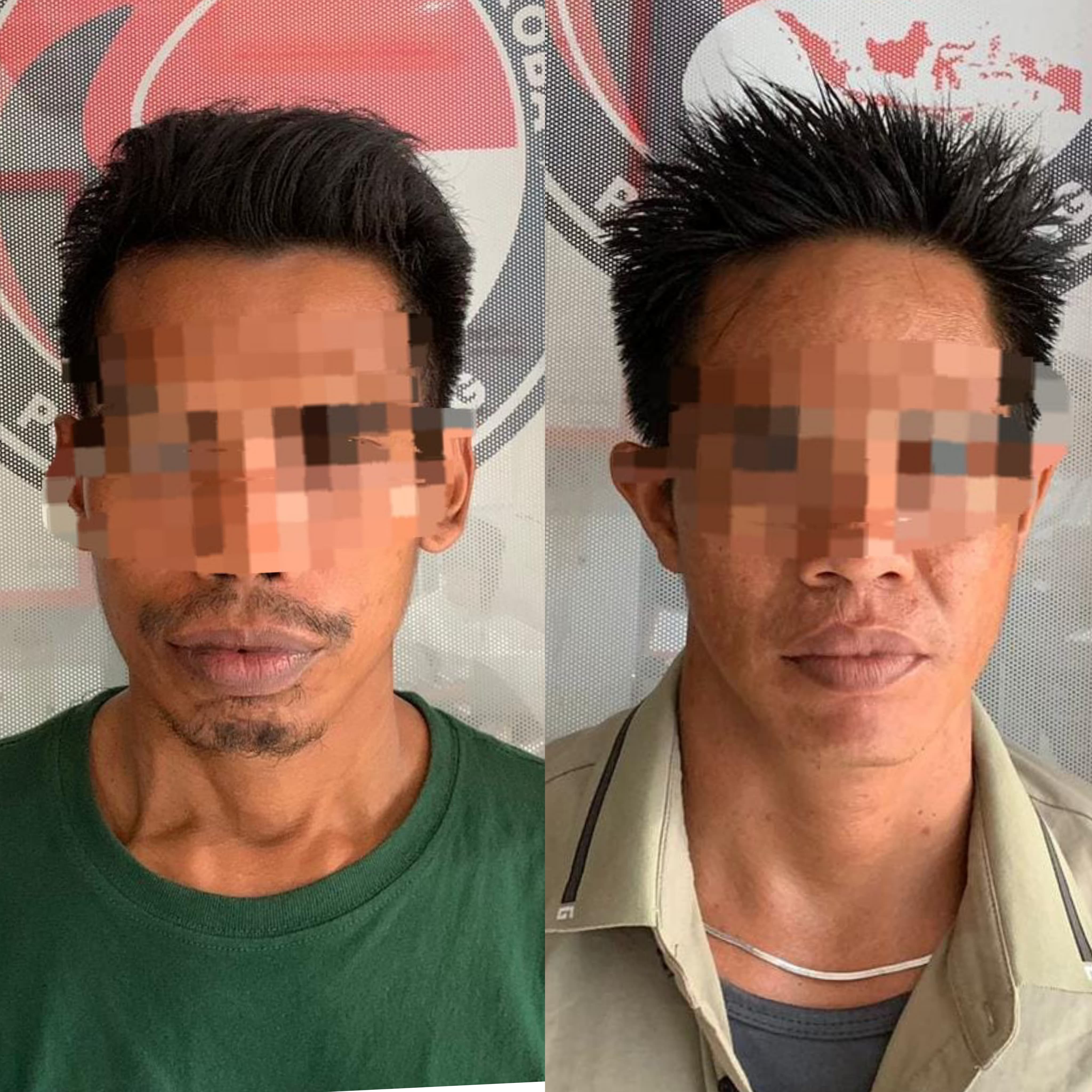 PELAKU : SUL dan AR diduga menjadi pelaku pengedar sabu yang sering transaksi di belakang SDN Desa Binturu di Tabalong.  (Foto : Polres Tabalong)