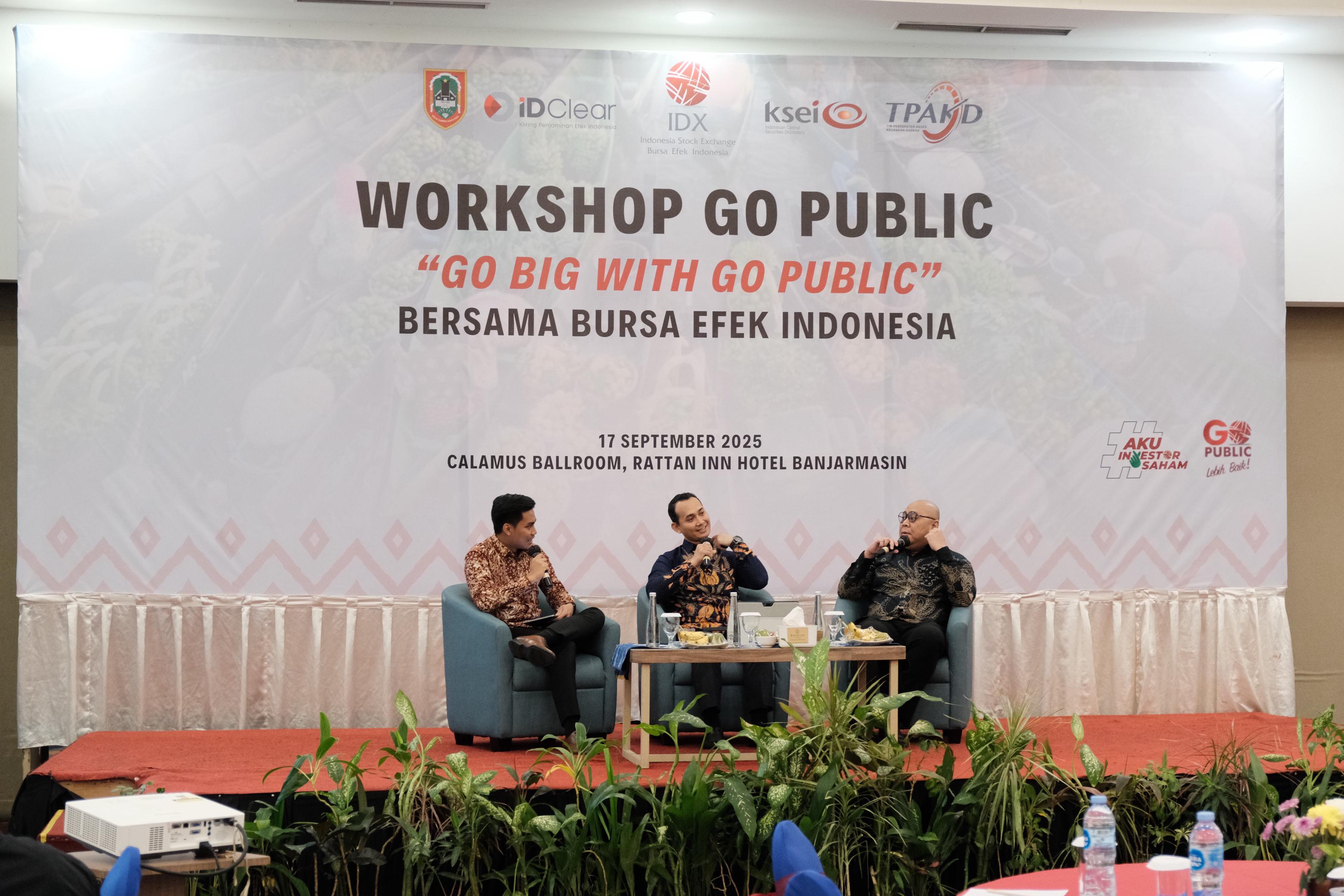 EDUKASI: Kegiatan Go Public Worshop yang digelar BEI Kalsel di Rattan Inn Banjarmasin, Rabu (17/9).