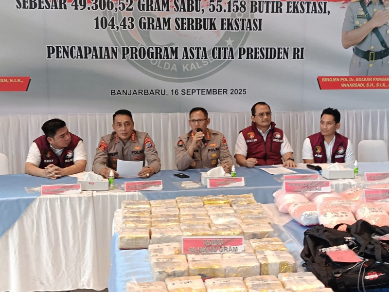 UNGKAP KASUS: Direktorat Reserse Narkoba Polda Kalimantan Selatan menggagalkan peredaran narkotika jaringan internasional.