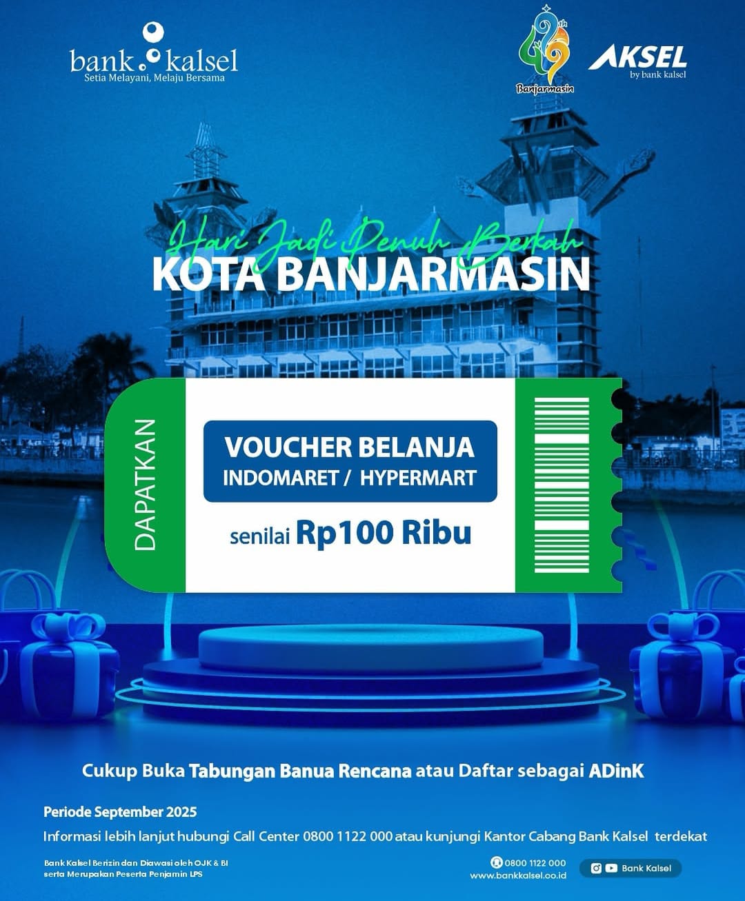 PROMO: Bank Kalsel menghadirkan program promosi menarik berupa voucher belanja senilai Rp100 ribu.