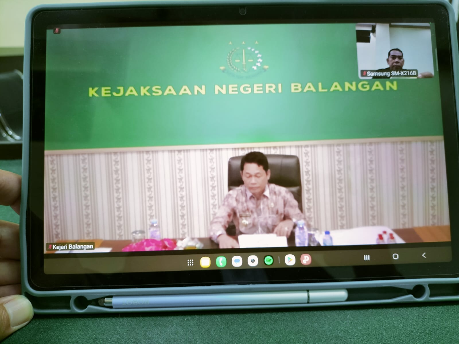 KESAKSIAN: Bupati Balangan, H Abdul Hadi memberikan keteran secara virtual pada persidangan.