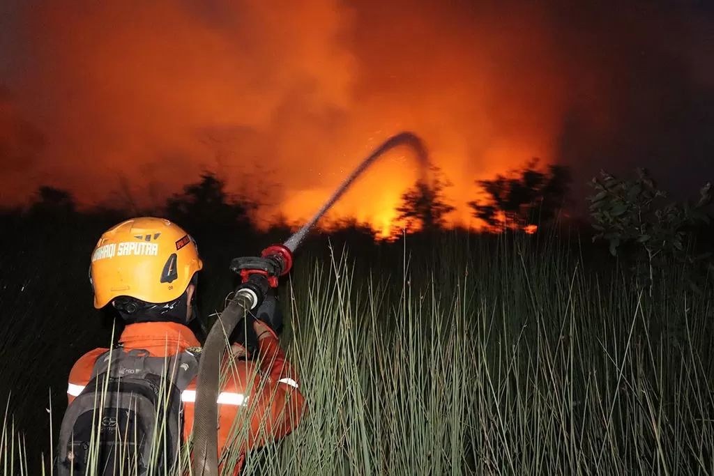 TERBAKAR: Meski memasuki musim hujan, Karhutla masih terjadi di Kalsel.