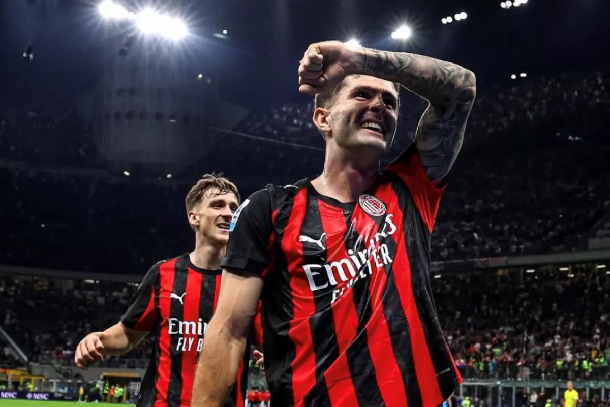 CETAK GOL: Christian Pulisic cetak gol saat AC Milan kalahkan Napoli untuk memuncaki klasemen Serie A, Senin (29/9).