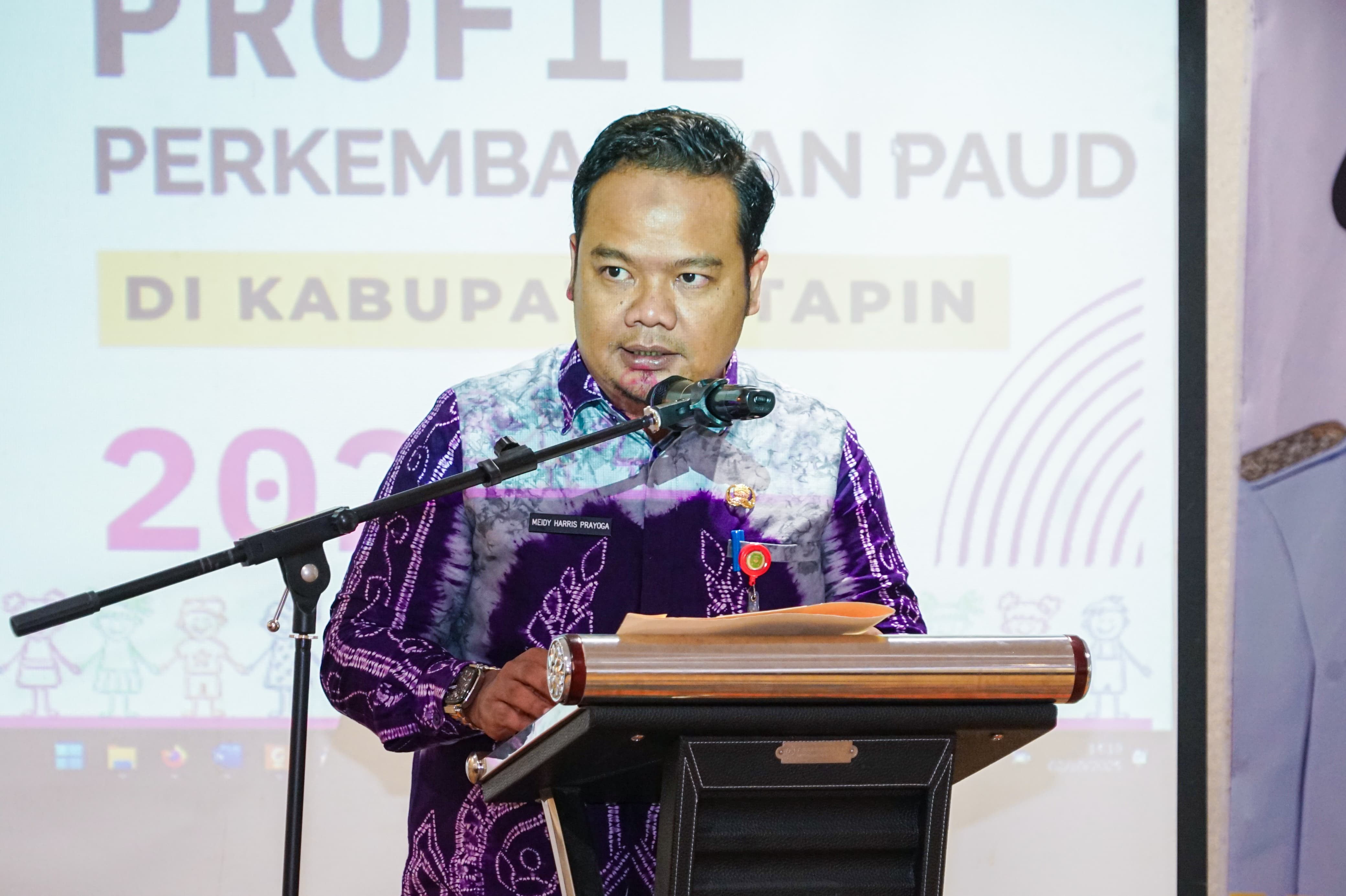 MENYAMPAIKAN: Kepala Bappelitbang Tapin Meidy Harris Prayoga menyampaikan terkait rencana dibangunnya dapur makan bergizi gratis.