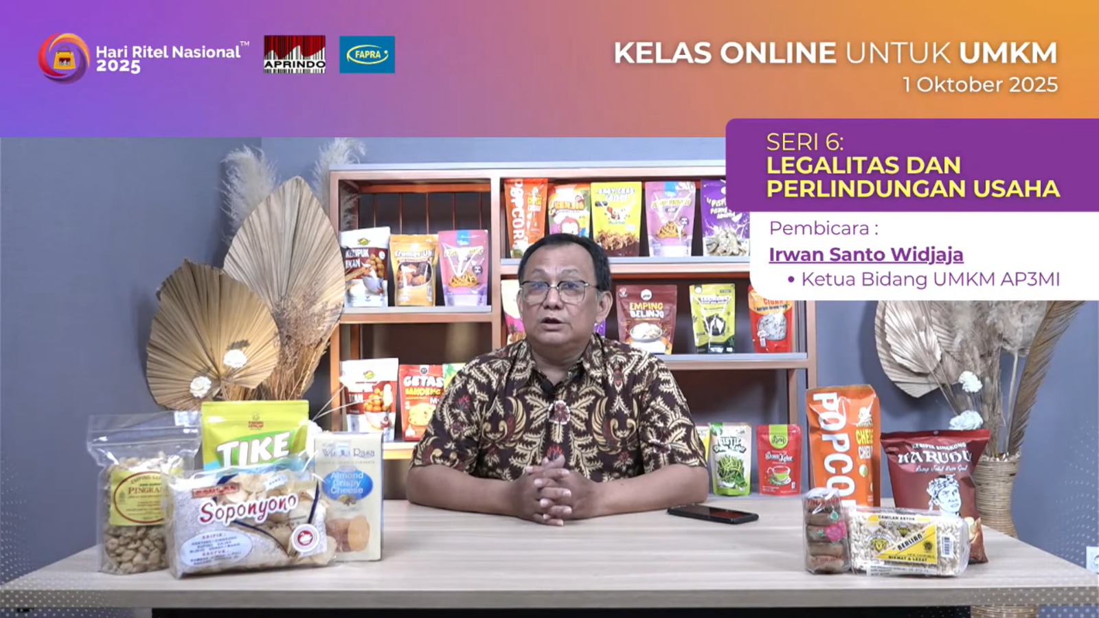 SAMPAIKAN MATERI:Nihan Saputro, Ketua Tim Sertifikasi Sistem Manajemen Keamanan Pangan Olahan Sarana Peredaran Badan Pengawas Obat dan Makanan (BPOM), dalam Kelas UMKM Online ke-VI.