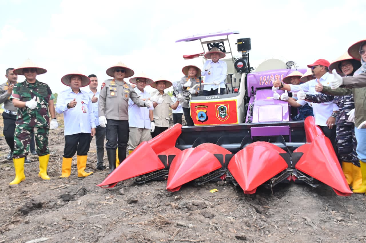 HADIR: Gubernur Kalsel H Muhidin saat ikut serta dalam penanaman jagung kuartal IV.