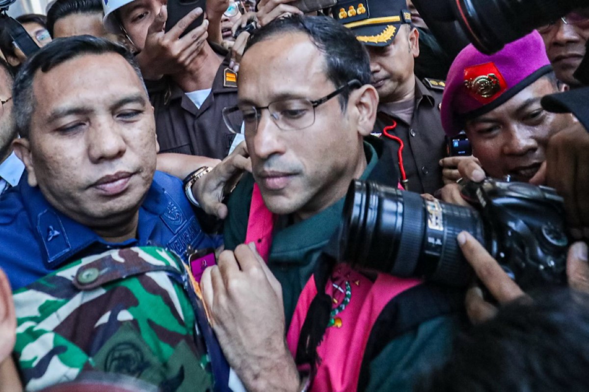 DITAHAN: Mantan Menteri Pendidikan, Kebudayaan, Riset dan Teknologi&nbsp; 2019-2024 Nadiem Makarim resmi di tahan Kejaksaan Agung, Jakarta, Kamis (4/9).