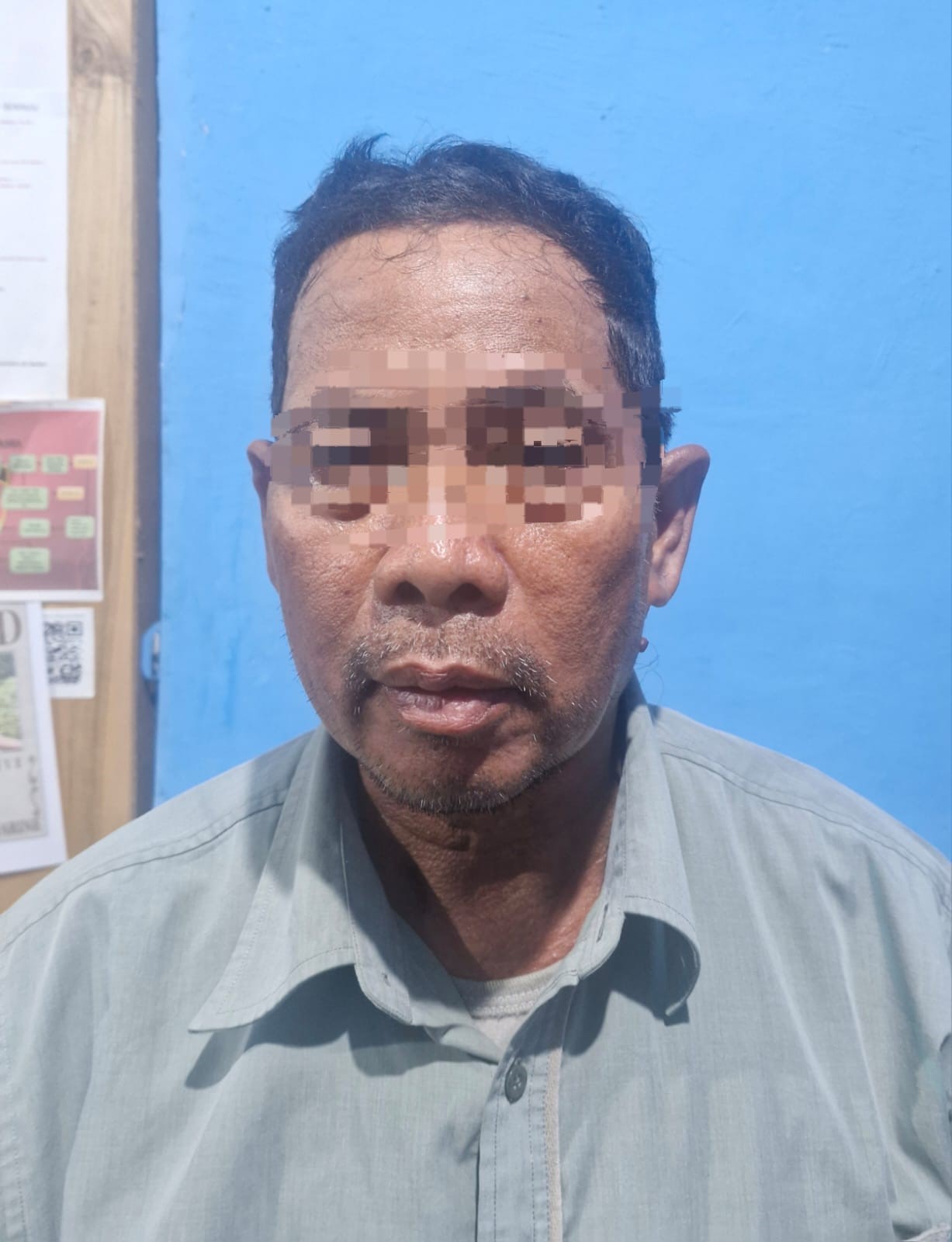 PELAKU: Tersangka M (62) alias Marhat, warga Desa Sungai Durait Tengah Kecamatan Babirik menusuk korbannya usai ditantang. (Foto: Polres HSU)